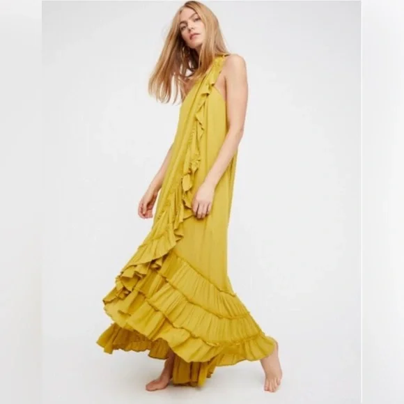 Free People Asymmetrical Yellow Dress - Picture 3 of 6
